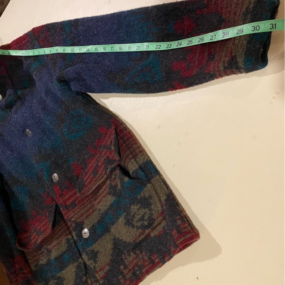 Vintage LLBean Jacket Women’s Medium Multi Colored Wool Blend Button Down Aztec - Picture 5 of 7